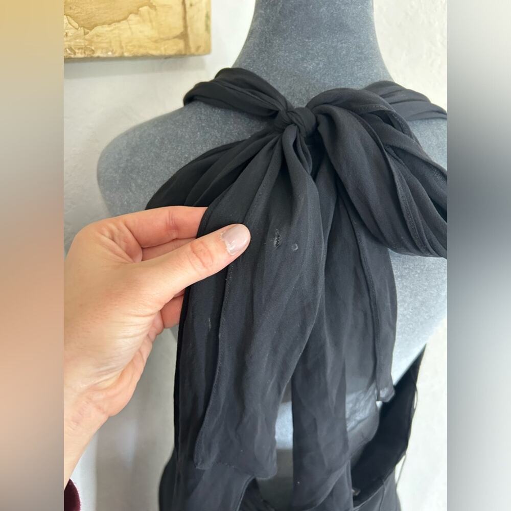 Maggy London- Sz 12- Little black dress- halter tie bow- zipper- midi- cocktail - Picture 8 of 9
